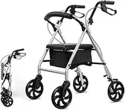 Walkers for The Elderly Folding Upright Walker,Lightweight Rollator Walker,Standard Seat Height,Seat and Wheels,Dual Braking System,Durable Steel Frame Supports (Color : B) (A) Little Surprise