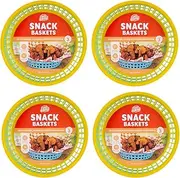 Cook Easy 12-Pack Fast Food Baskets, Round Colorful Plastic Storage Basket Bins Reusable Chip Basket Fry Hot Dog Burger Tray for Restaurant Picnic Party Sandwiches, Bread,Deli Serving (12 Pack, Round)