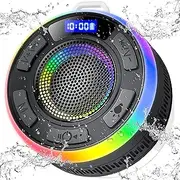 PRSCFUM S3 Bluetooth 5.3 Speaker, IP7 Waterproof, LED RGB Lights, 5W, 8H Playtime, Suction Cup, Black, Modern Style, Unisex, Portable, Outdoor, Shower
