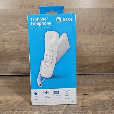 NEW AT&T Trimline Telephone White (TR1909) With 13 Number Memory NEW