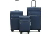 3pc Tosca Vega 21" Carry On 28 32" Trolley Case Suitcase Luggage Bag Navy