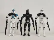 3pcs/lot Star Wars Republic Clone Trooper White Blue Black Action Figure 3.75"