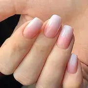 Modelones 32Pcs Pink Ombre Press on Nails, Upgrade Short Square Fake Nails, Reusable Nail Kit with Nail Glue Adhesive Tabs Mini Nail File, Nails Press Ons 16 Sizes
