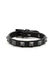 Valentino Garavani Rockstud Leather Bracelet - Black ONE SIZE
