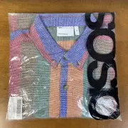 Asos Design Mens Relaxed Shirt Rainbow Basket weave Stripe XL New Summer