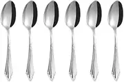 Kitchen Gold Dessert Spoon Stainless Steel Shiny Gold Teaspoon Espresso Coffee Spoons, Set of 6 Tablewares(Silver)