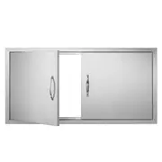 BBQ Access Door, 1067x534 mm Double Outdoor Kitchen Door, Stainless Steel Flush Mount Door, Wall Vertical Door with Handles, for BBQ Island, Grilling Station, Outside