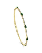Sabrina Designs 14K 1.41 ct. tw. Diamond & Emerald Station Bangle Bracelet