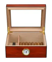 Hand Made - 25+ Cigar Humidor Humidifier Mahogany Wooden Case Box Hygrometer 63b