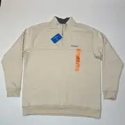 Columbia Mens Shirt Size 2XL XXL Quarter Zip Fleece Oatmeal Pullover Sweatshirt