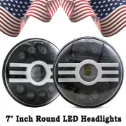 For Ford Bronco 1966-1977 Chevy Pair 7" inch Round LED Headlights HI/LO Halo DRL (for: Ford)