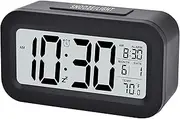 Naxifly Digital Alarm Clock,Digital Clock Battery Operated Smart Night Light Bedside Portable Electronic Clock,with Led Temperature Display,Snooze Time,Suitable for Students and Children(Black)