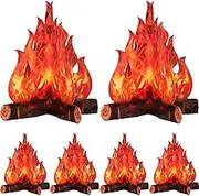 3D Decorative Cardboard Campfire Centerpiece Artificial Fire Fake Flame Paper Party Decorative Flame Torch (Red Orange, 6 Set)