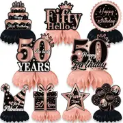 Rose Gold 50th Birthday Honeycomb 9pk