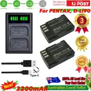 2x 3200mAh Battery + Dual Charger Pentax D-LI90 for K-1 / K-3 / K-7 / K-5 / 645D