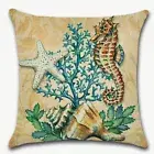 Seahorse Beach Nautical Coastal Spring Summer Throw Pillow Cover Home Decor