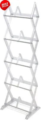 Mitsu 5-Tier Media Rack | Holds 130 CDs, 90 DVDs, 105 Blu-Ray, Clear