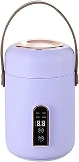 Mini Rice Cooker, Portable Electric Stewpot Smart Reservation, Cook and Keep Warm, Small Travel Cooker for Cooking Soup Rice Stews, Suitable for 1 to 2 People (Purple)