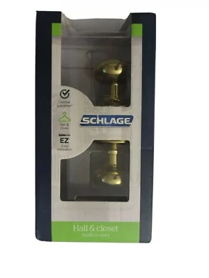 Schlage Hall and Closet Doorknob, Plymouth, Bright Brass, F10 V PLY 605