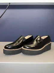 Sol-Sana Tabbie Wedge Platform Black Leather Loafer black heel