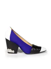 Panelled Leather Embossed Pumps