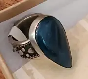 NEW Sundance Peyote Bird Teardrop Ring Sterling Sz 5 Large Apatite Stone $238