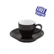 48x Espresso Cup & Saucer Black 75mL Bevande Cono Expressso Coffee Cups