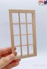 1/12 Dollhouse Miniature 12 panes Wooden Window Unfinished Doll Housework Dec