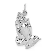 14K White Gold 14Kw Praying Hands Pendant