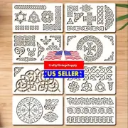 8pcs celtic knot tribal design stencil for cakes diy & crafts