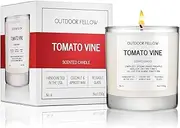 Outdoor Fellow Tomato Vine Scented Candle – 8oz Coconut Wax Blend – Strong Scent Throw – Inspired by Backyard Tomato Plants – Luxury Tomato Leaf Candle in Reusable Glass Jar