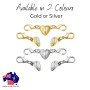 Double Lobster Magnetic Clasp Heart Connector Magnet Extender Chain Silver Gold