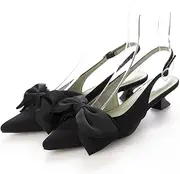 [EVOL] Evor Women's Pumps, Removable Ribbon Back Band Pumps, Black, 9.3 inches (23.5 cm), Black, 23.5 cm