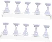 PACKOVE 2Sets Acrylic Nail Art Practice Rack Magnetic Nail Tips Stand Holder for Home Salon Use Easy to Use for Beginners and Professionals Includes Base