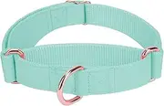 Soft Leather Martingale Dog Collar - Adjustable Rose Gold Limited Slip Collars [Easy to Clean], Stylish Durable Heavy Duty Nylon No Pull Training Collar for Small Medium Large Dogs M Mint Green