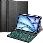 FINTIE Keyboard Case for iPad Air 11-inch M3 (2025) / M2 (2024), iPad Air 5th (2022) / 4th Generation 10.9 Inch - Soft TPU Cover w/Magnetically Detachable Bluetooth Keyboard, Backlight/Black