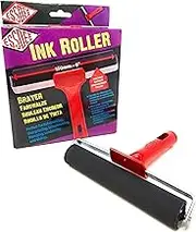 ESSDEE Ink Roller 5.90 Inch - Heavy Duty EPDM 70 Shore Hard Rubber Surface Brayer - Aluminium Core - Block Printing, Scrapbooking, Laminating Industrial Processes, red (R5B)