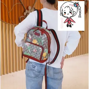 【菲兒二手】Gucci 427042 Tian GG Supreme backpack 天地花鳥後背包 紅