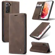 CaseMe Samsung Galaxy S23 5G Classic Folio PU Leather Case Cover S911 [Coffee]