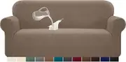 Granbest Stretch Waterproof Sofa Cover 1 Piece Sofa Cover Spandex Jacquard Elastic Couch Cover with Non-Slip Foam (3 Seater, Camel)