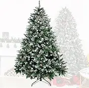 Ariv Hommey 9ft 2.7m Frost Green Pine Christmas Tree, w/Pinecone Bushy 2060 Tips Metal Stand, Easy Assembly 270cm Artificial Snowy Xmas Tree Decoration for Indoor Outdoor Home Party Holiday