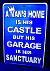 MAN'S CASTLE GARAGE SANCTUARY -*US MADE* Embossed Sign - Man Cave Bar Wall Decor
