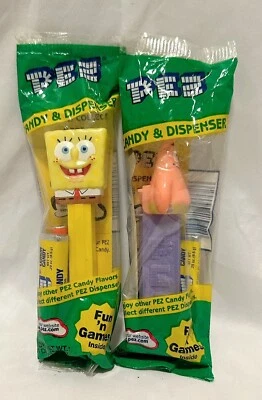 Spongebob Squarepants & Patrick Pez Dispensers NEW IN SEALED PACKAGE