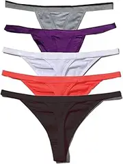 5 Pack Zofirao Women's Multicolored Panties Cotton Spandex Thongs Underwear G-strings