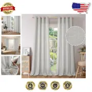 Luxury Light Filtering Curtains 52x108 Inch Light Grey Burlap Drapes - 2 Panels