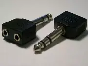 25X 6.35mm 1/4" Male Stereo Plug To 2 Dual 3.5mm Female Y Splitter Adapter