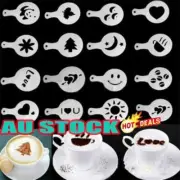 Set of 16 Shapes Coffee Decorating Stencil Cappuccino Art Barista Latte Mold AU