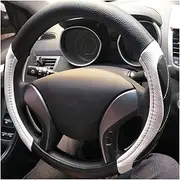 Steering Wheel Protector for Hyundai Black White Sport Style Leather Car Steering Wheel Cover 38cm Universal Steering Cover Case Steering Wheel Covers (Color : 2)