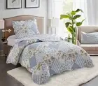 Blue Rose Patchwork 2-Piece Quilt Set with 1 Sham Reversible Bedspread Soft L...