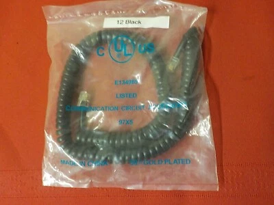 C UL S 12 BLACK . Handset Cord Phone Coil Receiver NEW IN PACKAGE